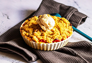 Crumble de tomates à la tomme mixte brebis chèvre et glace au miel